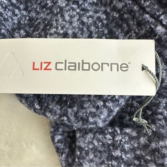 Liz Claiborne XL Open Front Cozy Knit Cardigan Sweater Indigo Black Colorblock - Picture 6 of 10